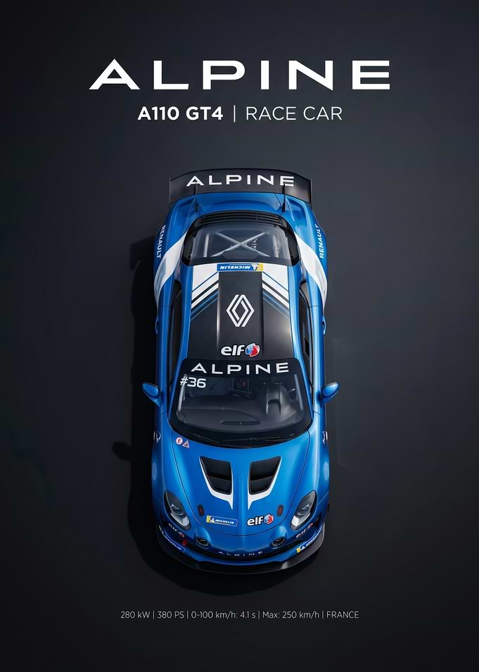 Alpine A110 GT4 Race Car Poster