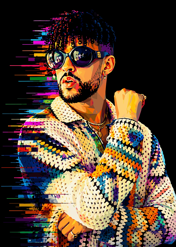 Bad Bunny Glitch Art Portrait