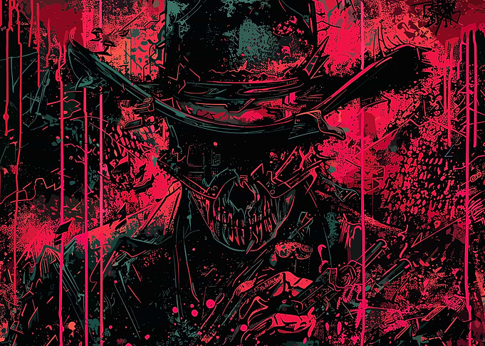 Gritty Cowboy Skull Digital Art