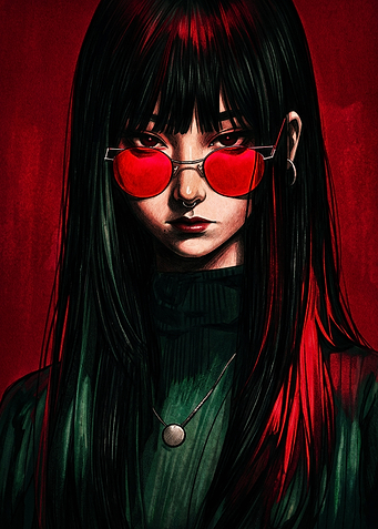 Edgy Girl with Red Sunglasses