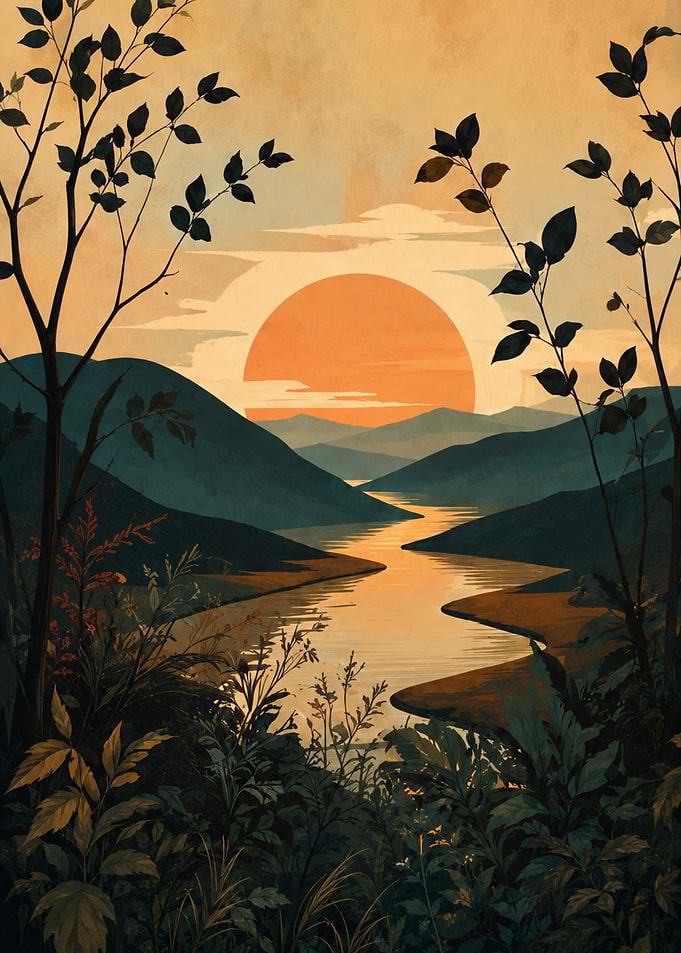 Where Dreams Flow | Serene Sunset Over Mountain River