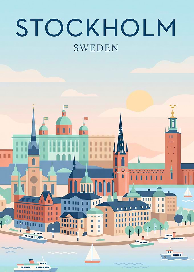 Stockholm Sweden Travel Poster