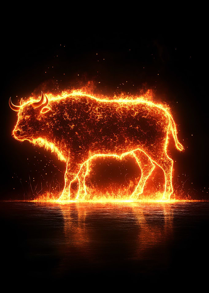Fiery Bull Silhouette