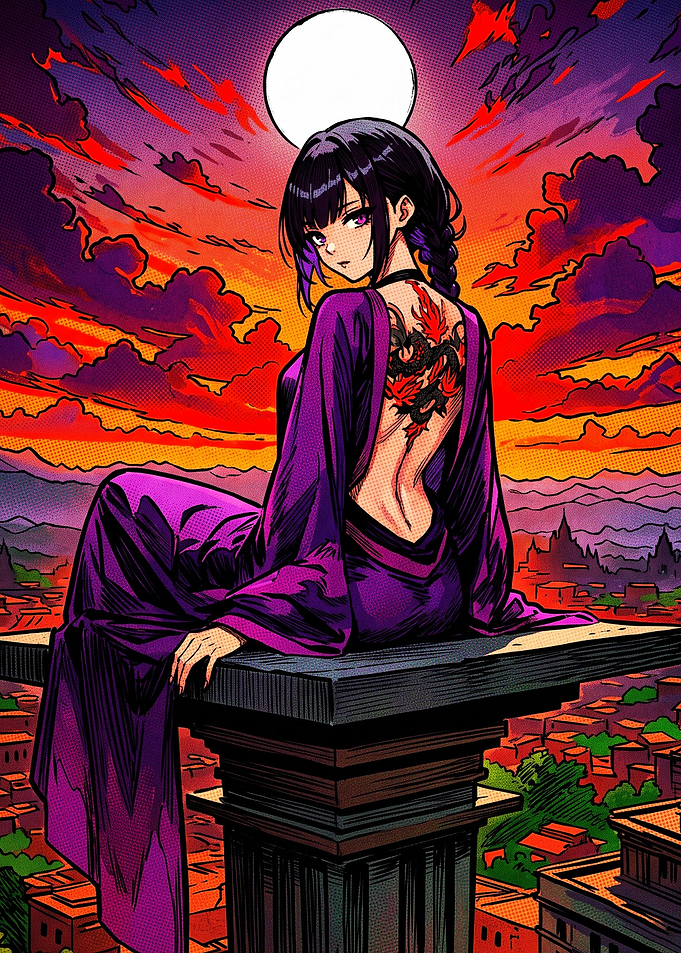 Anime Girl with Dragon Tattoo
