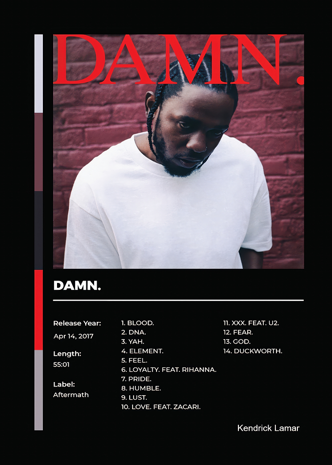 Kendrick Lamar DAMN Album Poster