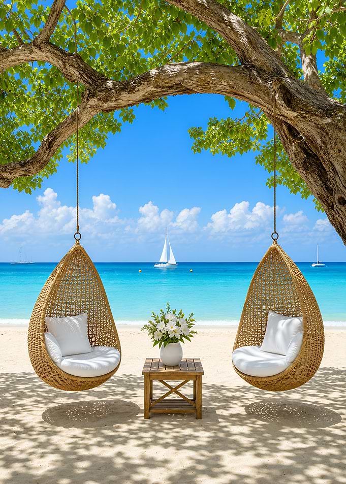 Tropical Sea Beach Hanging Chairs