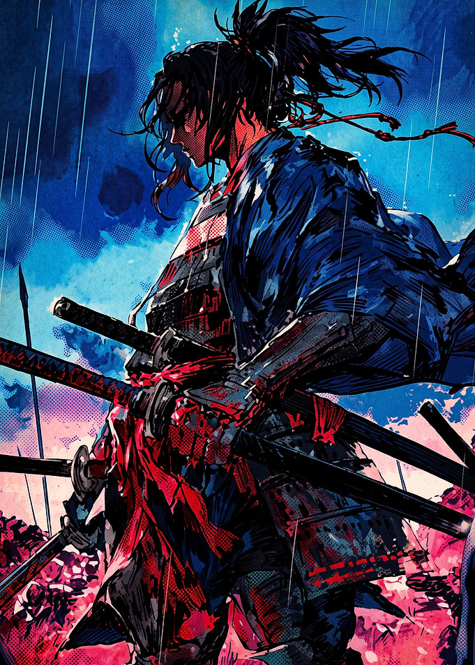 Samurai Warrior in the Rain