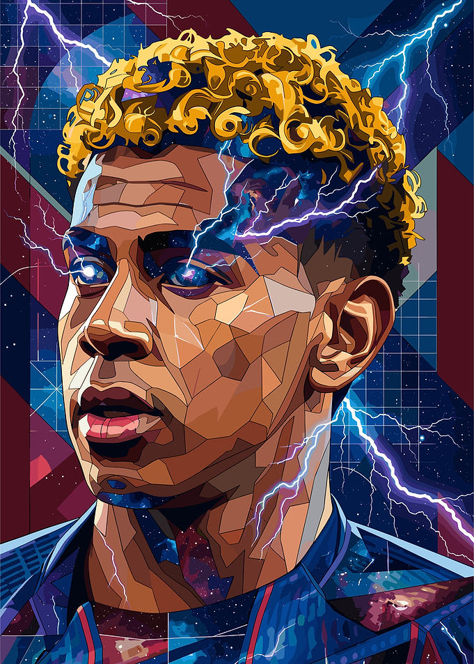 Jude Bellingham Low Poly Galaxy Portrait