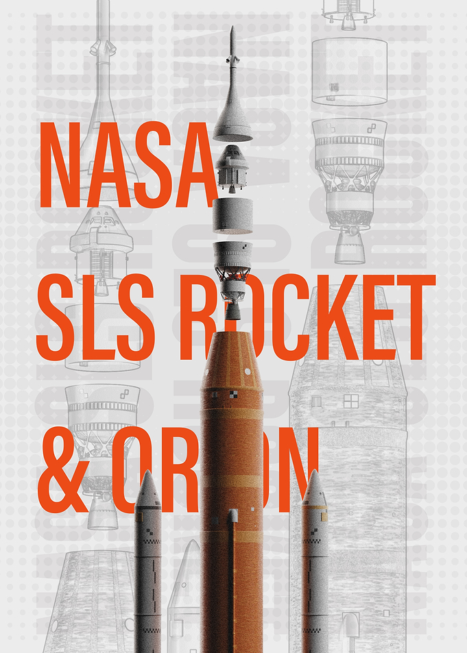 NASA SLS Rocket and Orion Poster - Artemis Moon Launch