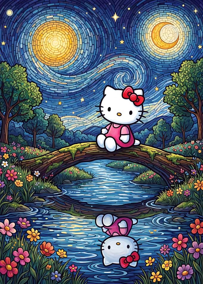 Hello Kitty Starry Night Landscape