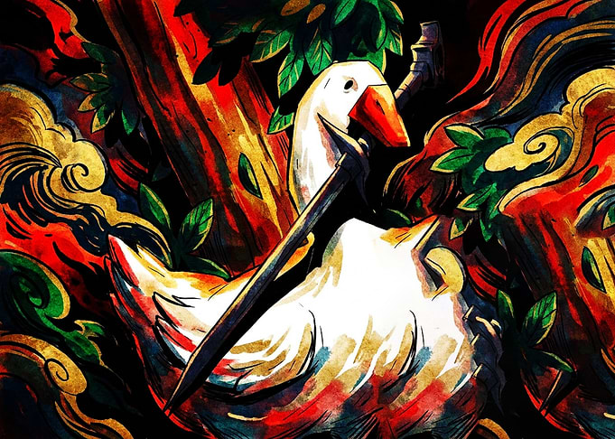 Warrior Goose with Sword Illustration