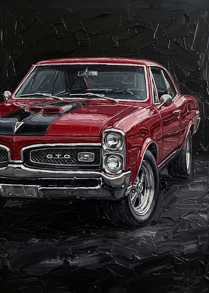 Red classic Pontiac GTO Oil Painting poster