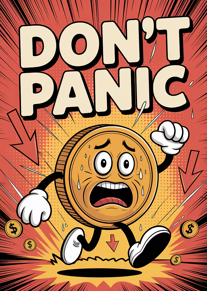 Don't Panic Comic Style Coin