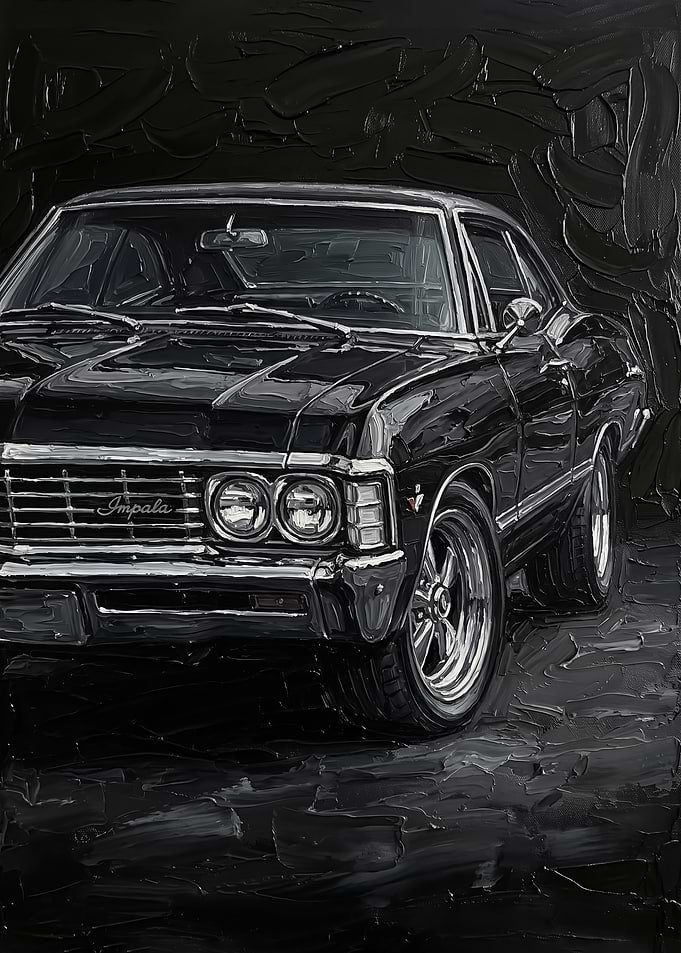 Impasto Oil Painting of Black Impala poster