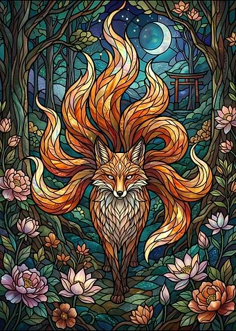 Stained Glass Nine-Tailed Fox