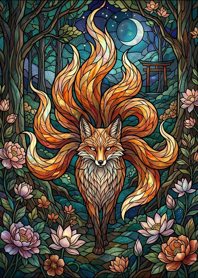 Stained Glass Nine-Tailed Fox