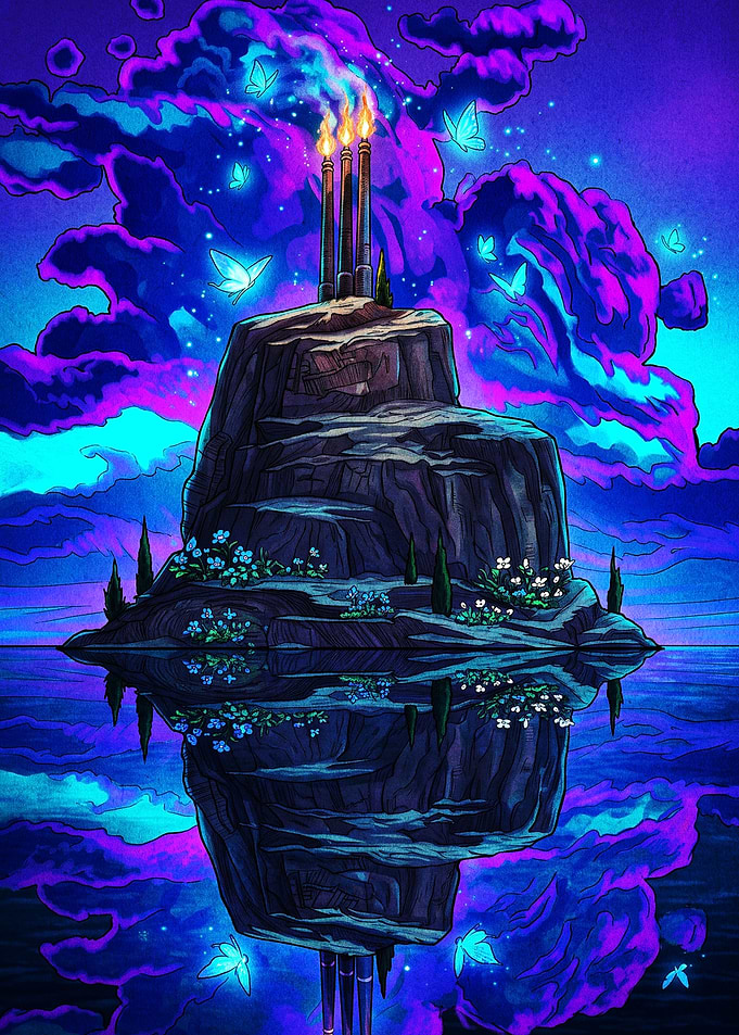 Isle of the Dead Neon Reflection