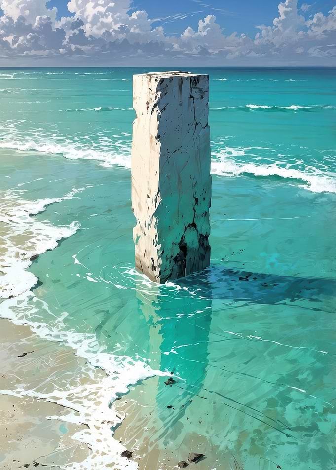 Monolith Standing in Tropical Waters