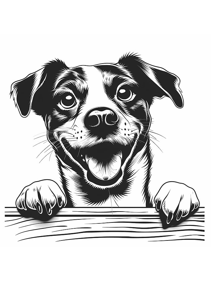 Black and White Jack Russell Terrier Illustration