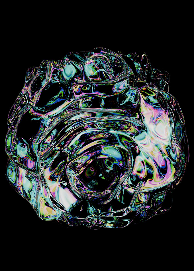 Iridescent Liquid Drop Abstract Sphere