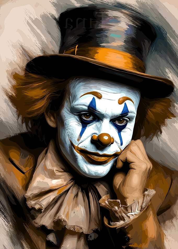 Portrait of a Vintage Style Clown