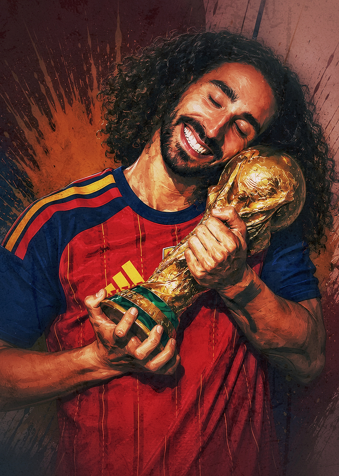 Marc Cucurella Celebrating with World Cup