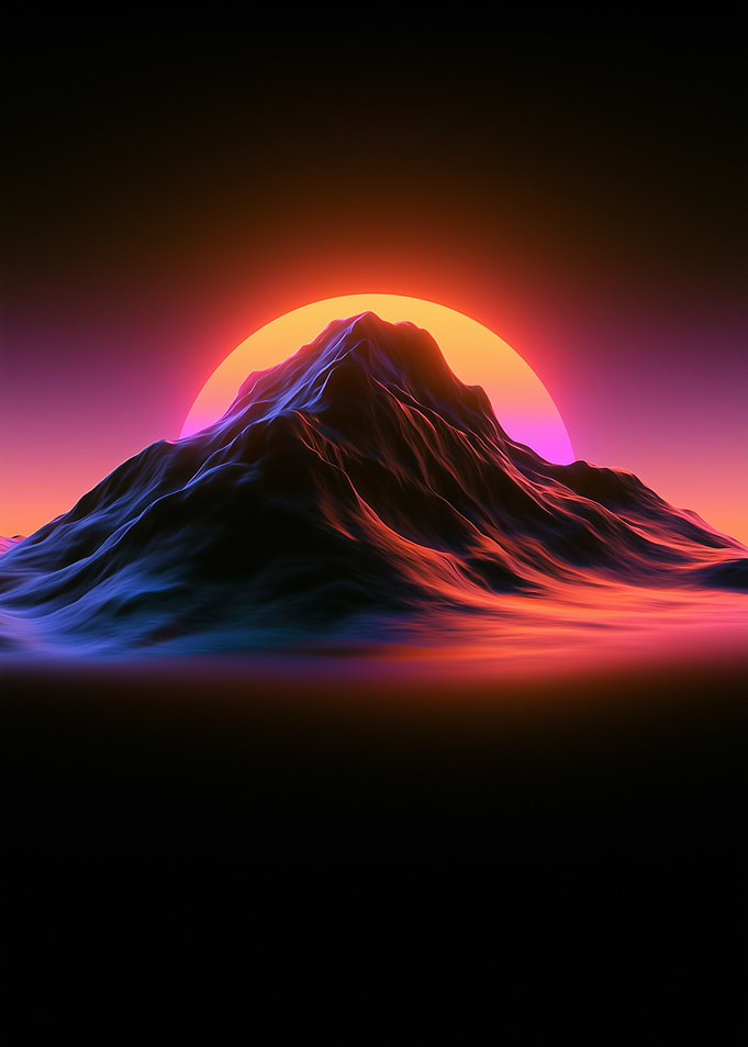 Synthwave Mountain Sunset