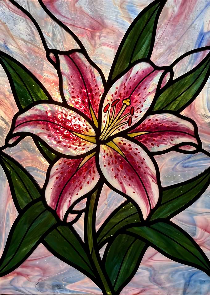 Pink Lily Flower - Stained Glass