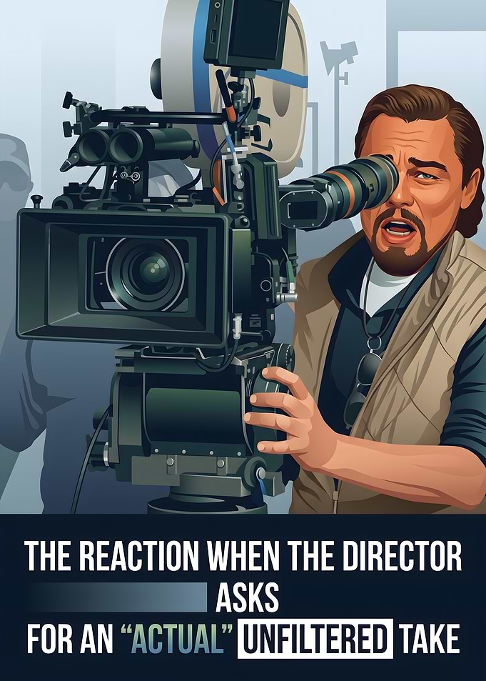 Leonardo DiCaprio Filmmaking Meme Poster