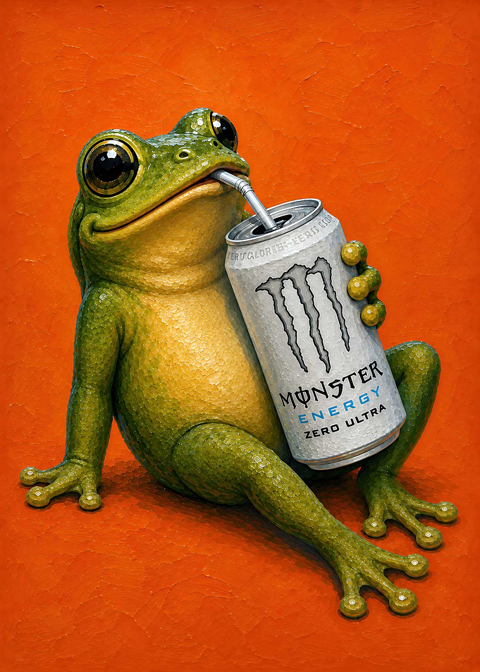 Frog Drinking Monster Energy Drink