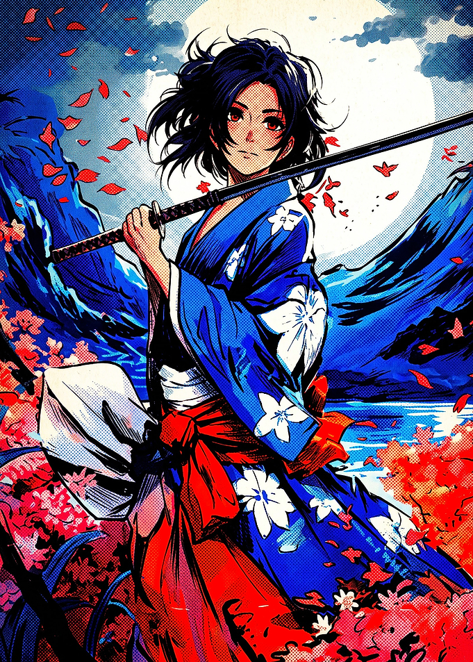 Anime Samurai Girl with Katana