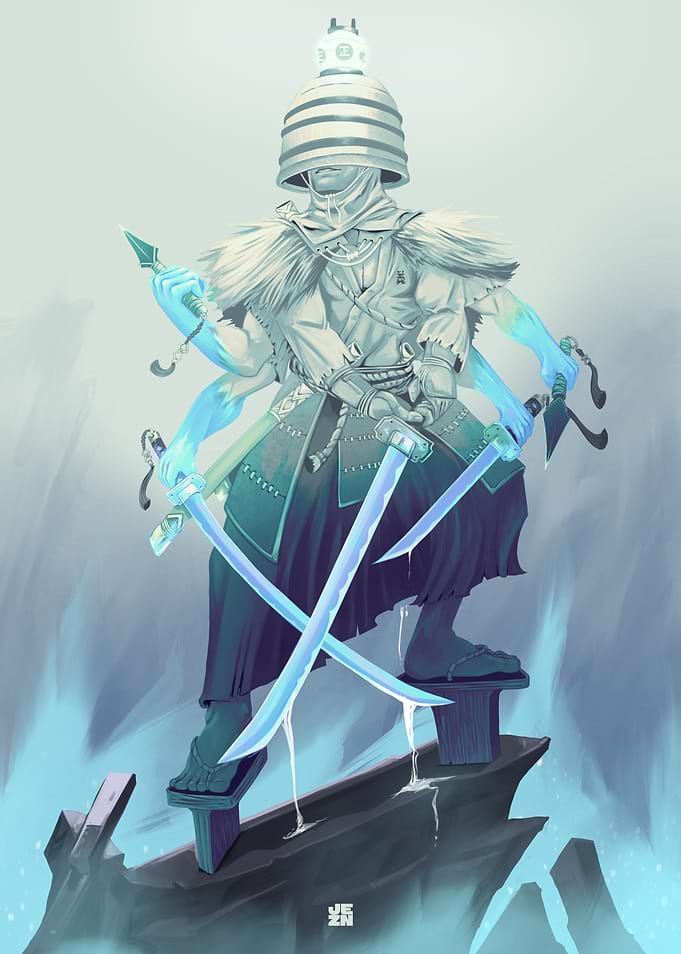 Multi-Armed Samurai Warrior Digital Art
