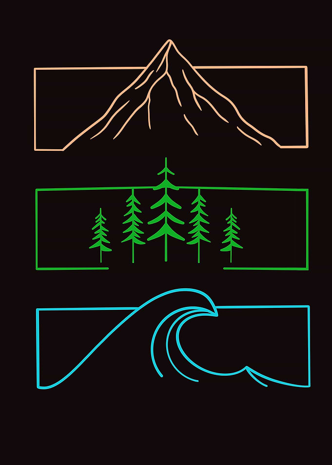 Minimalist Nature Elements Line Art