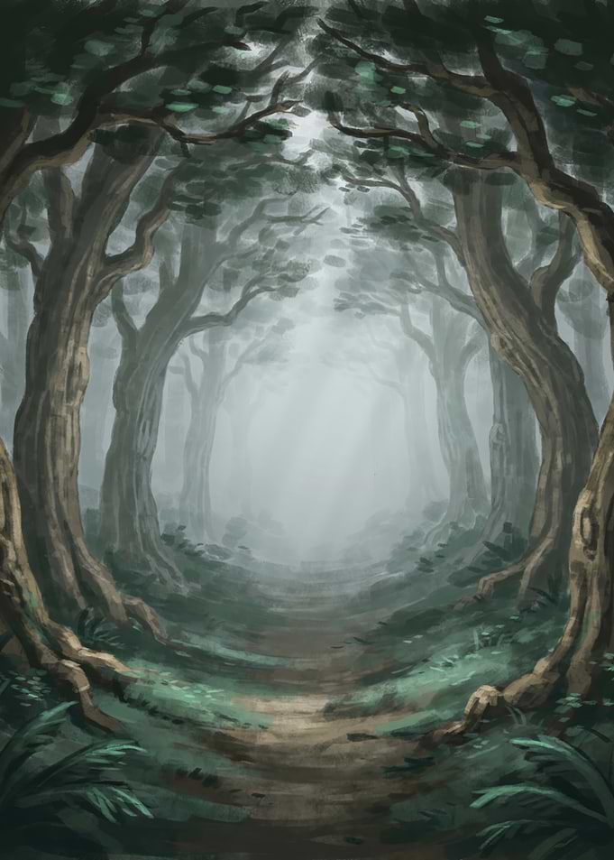 Misty Forest Path Tunnel