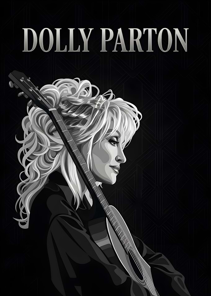 Dolly Parton Black and White Portrait