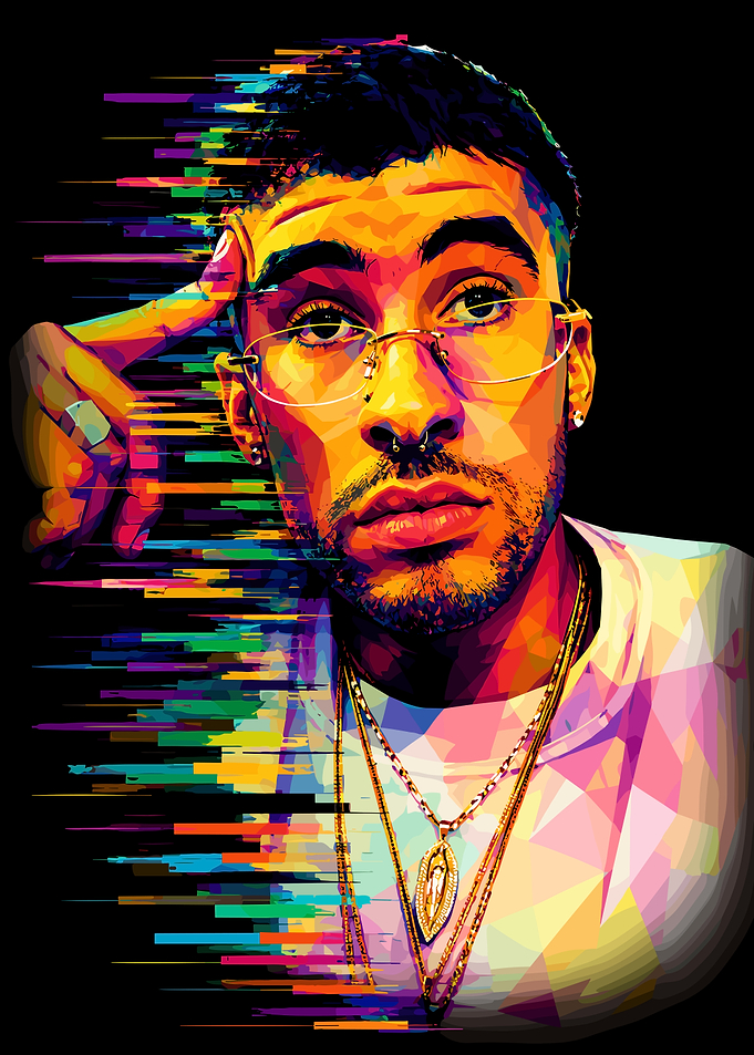 Bad Bunny Colorful Pop Art Portrait