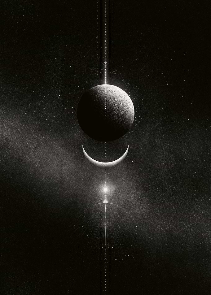 Celestial Alignment Minimalist Space Art