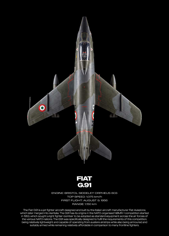 Fiat G.91 Jet Fighter Poster