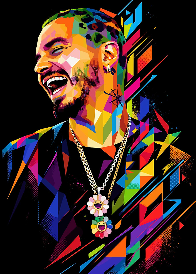 J Balvin Colorful Pop Art Portrait