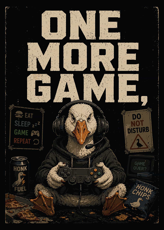 One More Game Gaming Goose Poster