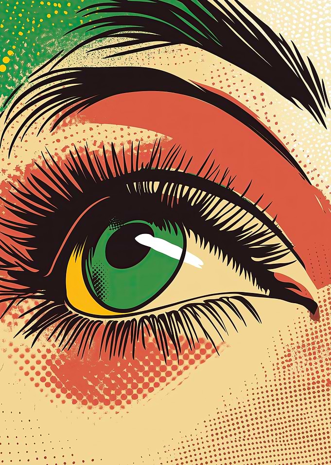 Pop Art Style Green Eye Illustration