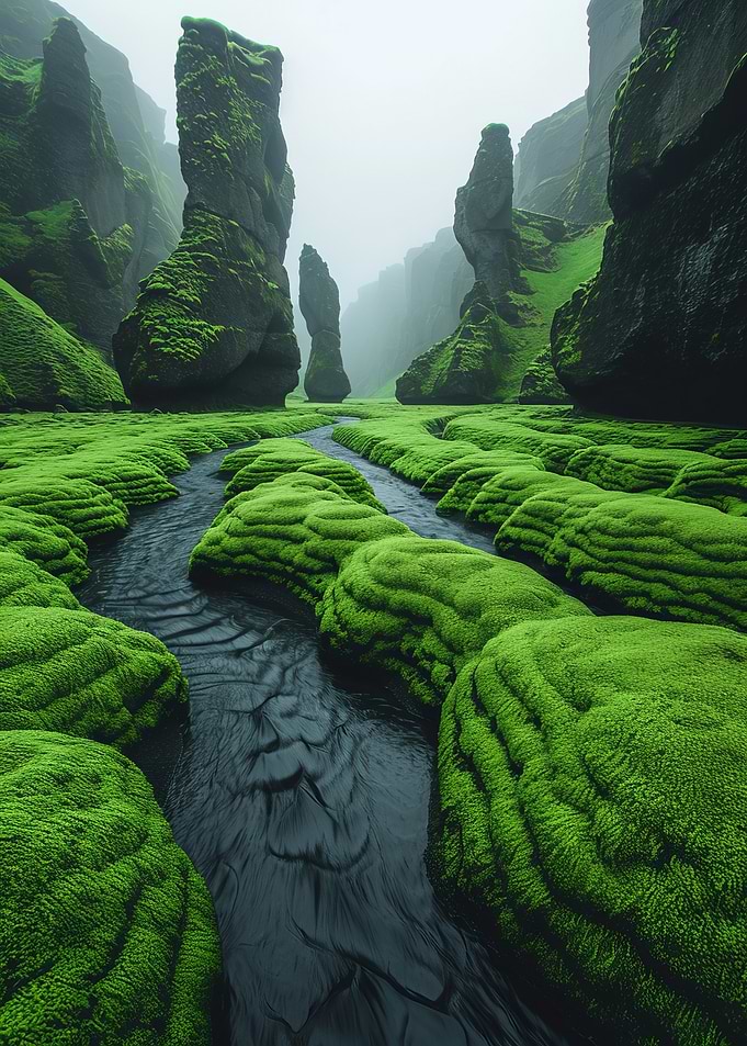 Misty Mossy Canyon Stream