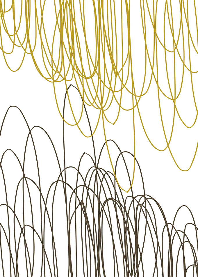 The Encounter - Abstract Gold and Brown Minimalist Line Art