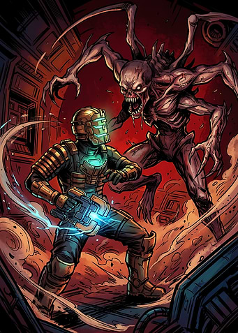 Isaac Clarke Fighting Necromorph