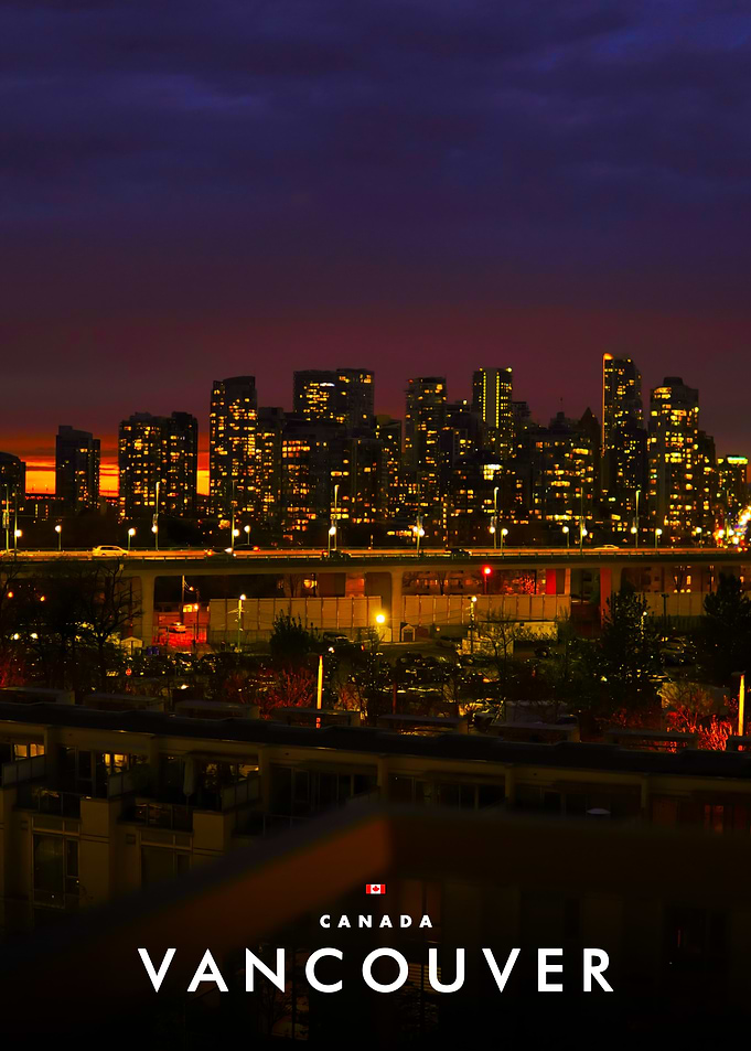 Vancouver City Skyline at Night