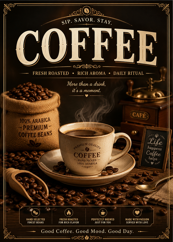 Vintage Style Coffee Advertisement Poster