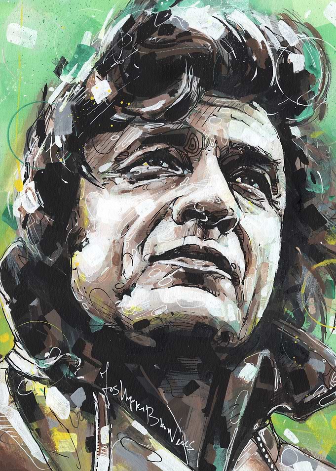 Johnny Cash Portrait Painting