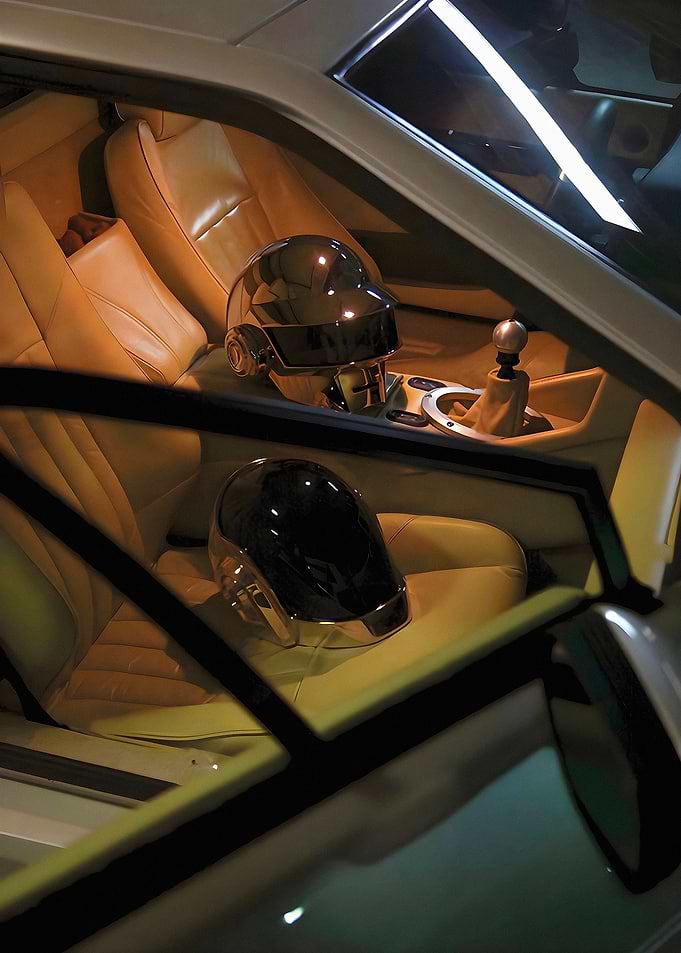 Daft Punk Helmets in Luxury Car