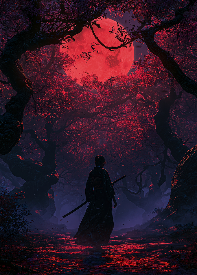 Samurai Under a Crimson Moon