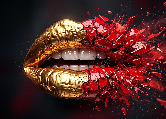 Shattering Gold and Red Lips